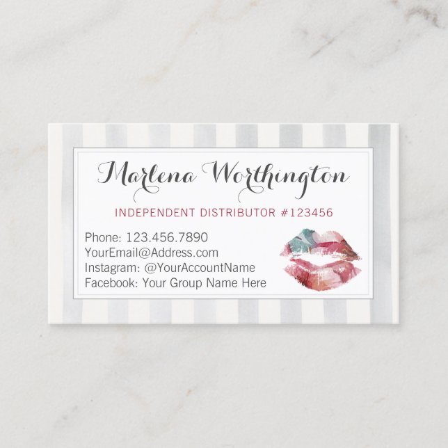 Lipstick Distributor Wasserfarbe Kiss Loyalität Br Treuekarte (Vorderseite)