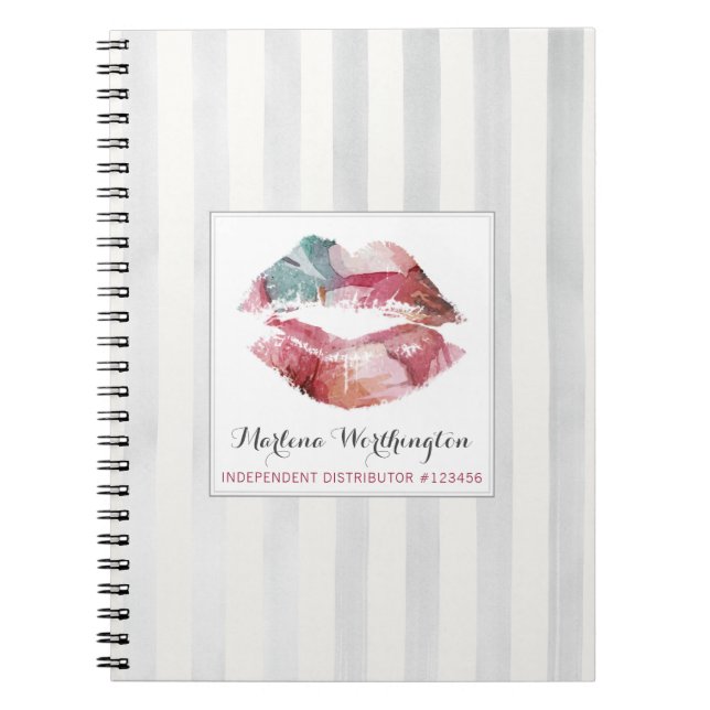 Lipstick Distributor Wasserfarbe Kiss Personalisie Notizblock (Vorderseite)