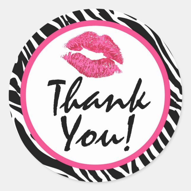 Lipstick-Distributor Zebra Kiss Lips Vielen Dank Runder Aufkleber (Vorderseite)