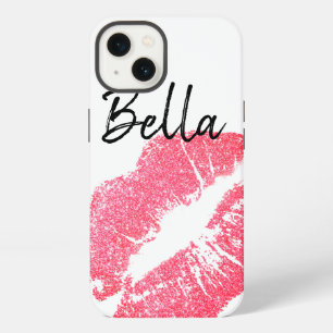 Lipstick-Druck Rosa Lippenfärbung Schwarz-weiß nie iPhone Hülle