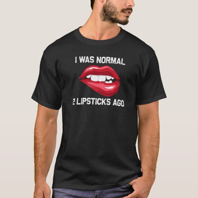 Lipstick für weibliche Mädchen Lip Bitten rote Lip T-Shirt (Vorderseite)