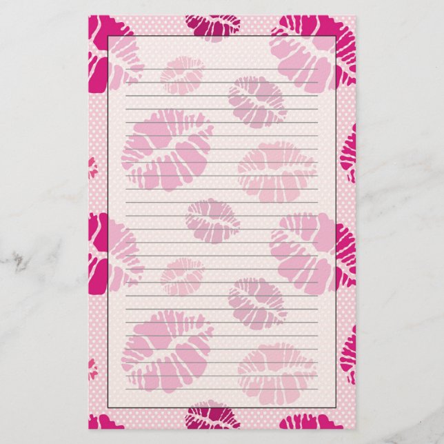 Lipstick Kiss Form Druckmuster Briefpapier (Vorderseite)