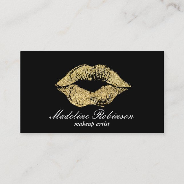 Lipstick Kiss | Gold 2 Visitenkarte (Vorderseite)