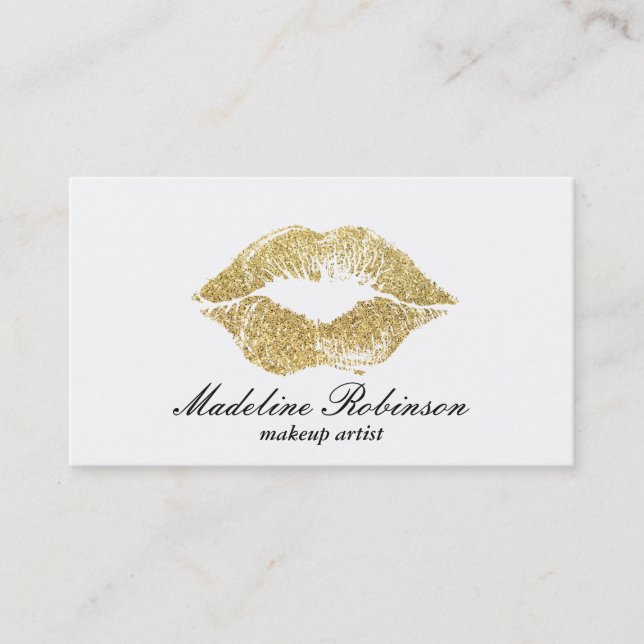 Lipstick Kiss | Gold Visitenkarte (Vorderseite)