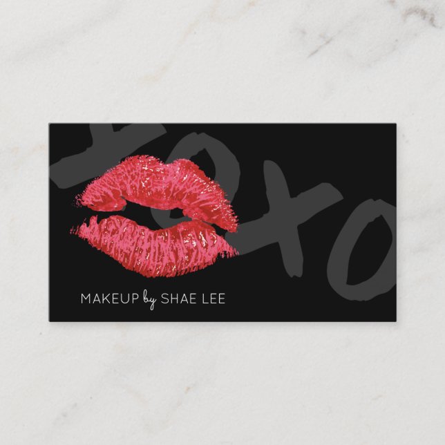 Lipstick Kiss Makeup Artist Stylist Business Card Visitenkarte (Vorderseite)