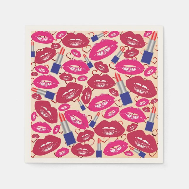 Lipstick Kiss Pattern Serviette (Vorderseite)