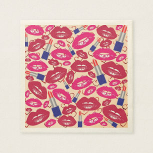 Lipstick Kiss Pattern Serviette