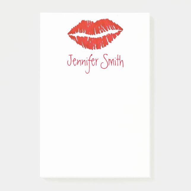 Lipstick Kiss Personalisiert Makeup Artist Post-it Klebezettel (Vorderseite)