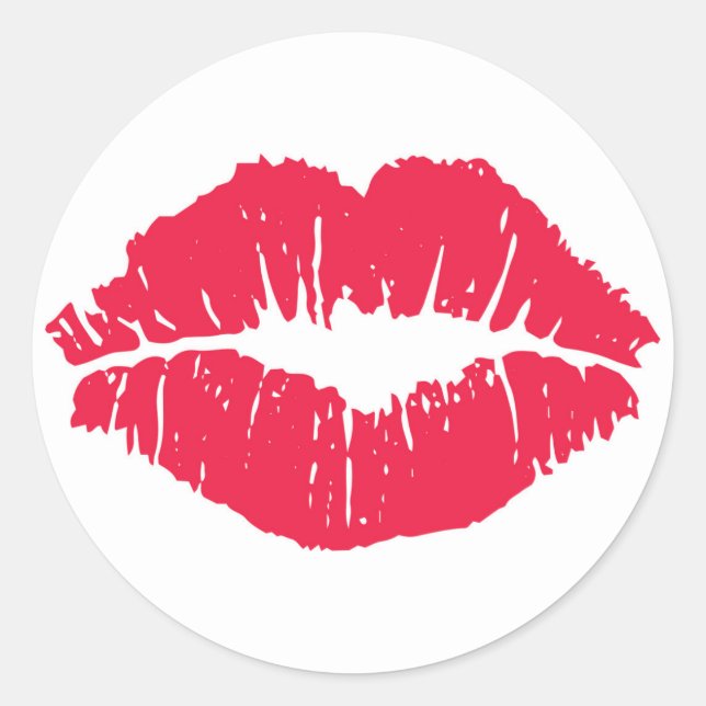 Lipstick Kiss Runder Aufkleber (Vorderseite)