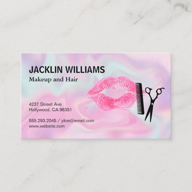 Lipstick Kiss Salon Scissors | Pastel Liquid Blend Treuekarte (Vorderseite)