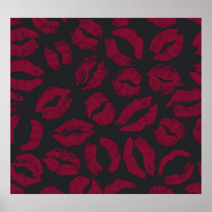 Lipstick Kisses: Dunkelrote Abdrücke Poster