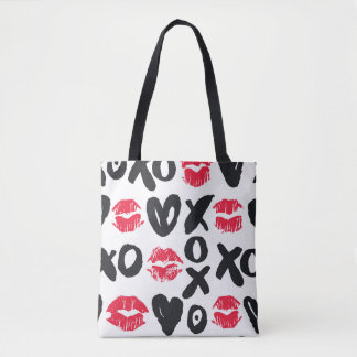 Lipstick Kisses Hört Nahtloses Hintergrundbild Tasche