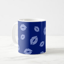 Lipstick Kisses Nahtloses Muster - Blaue Töne