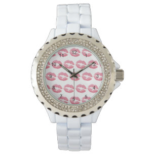 Lipstick Kisses Pink Armbanduhr