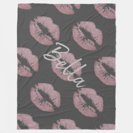 Lipstick-Kuss Pink-Lippenfärbung grau niedlich Fleecedecke