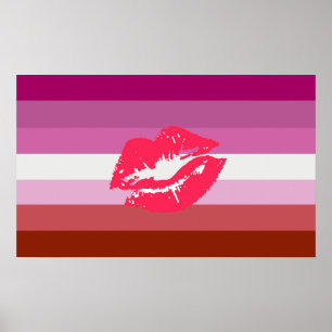 Lipstick Lesben Flagge und Lippen Poster