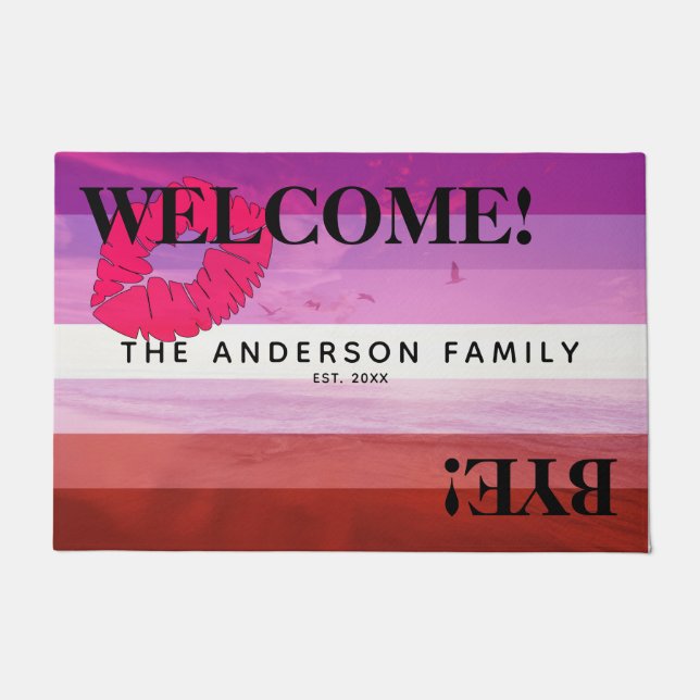 Lipstick Lesbian Flag Beach Personalisierter Empfa Fußmatte (Vorderseite)