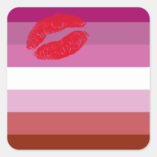 Lipstick Lesbian Pride Flag Quadratischer Aufkleber