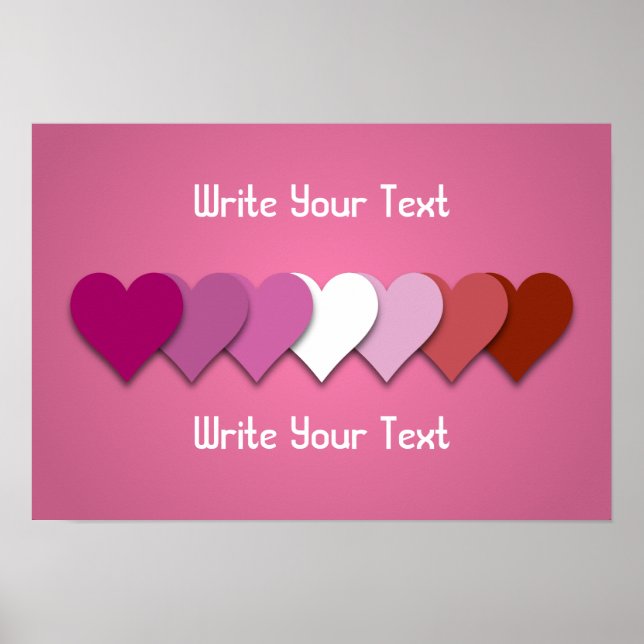 Lipstick lesbian pride hearts with custom text poster (Vorne)