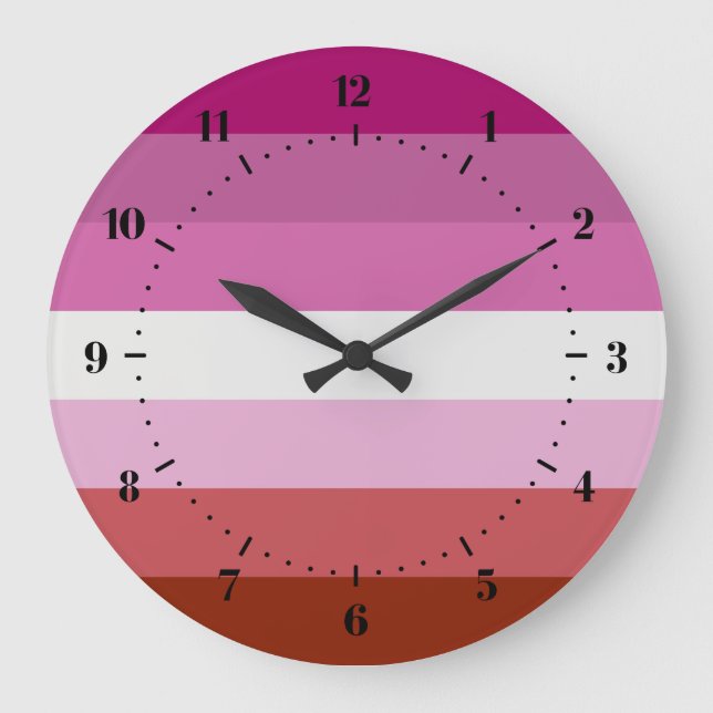 Lipstick Lesbische Flagge Große Uhr (Vorderseite)