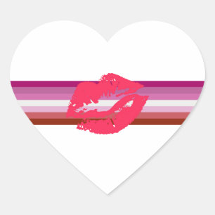 Lipstick Lesbische Flagge Herz-Aufkleber