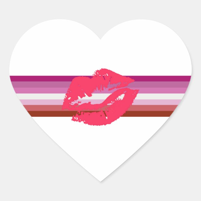 Lipstick Lesbische Flagge Herz-Aufkleber (Vorderseite)