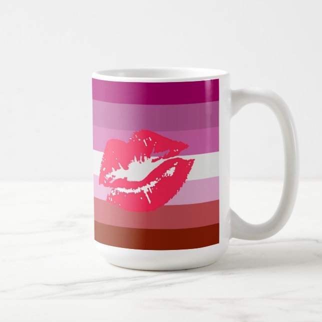 Lipstick Lesbische Flagge Kaffeetasse (Rechts)