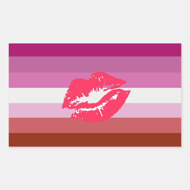 Lipstick Lesbische Flagge Rechteckiger Aufkleber (Vorderseite)