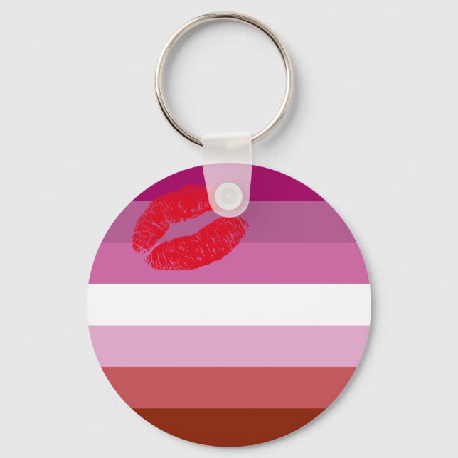 Lipstick Lesbische Flagge Schlüsselanhänger (Vorderseite)
