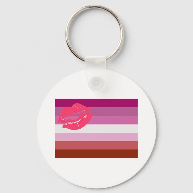 Lipstick Lesbische Flagge Schlüsselanhänger (Vorderseite)