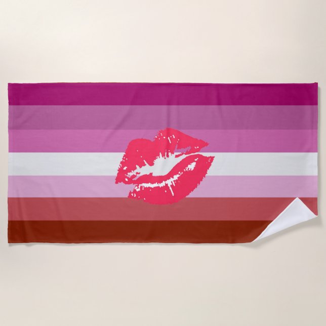 Lipstick Lesbische Flagge Strandtuch (Vorderseite)