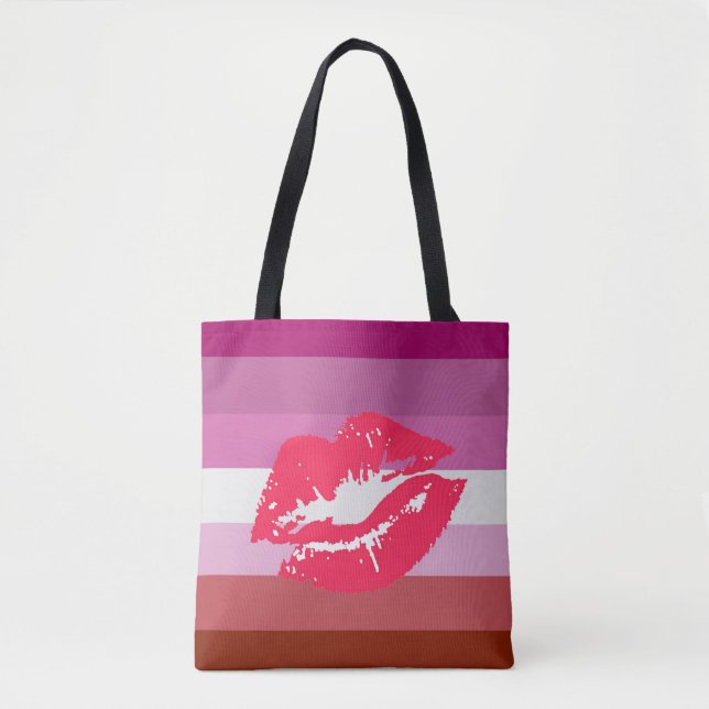 Lipstick Lesbische Flagge Tasche (Vorderseite)