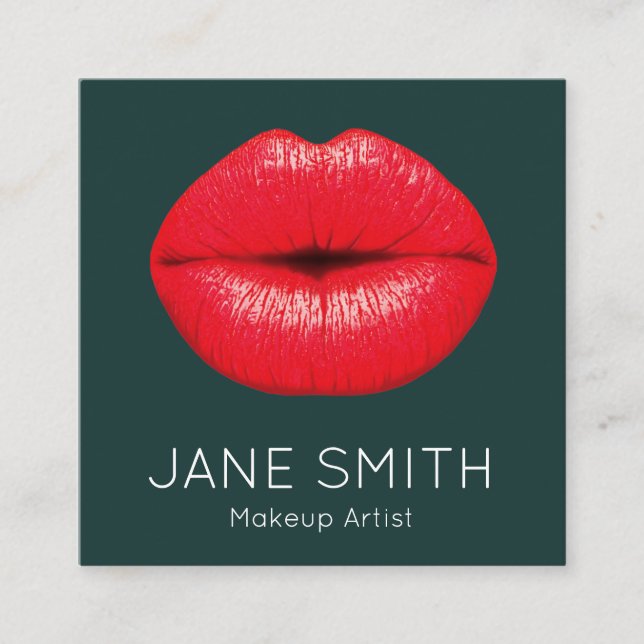 Lipstick Lips Make-up Künstler modern stilvoll Quadratische Visitenkarte (Vorderseite)
