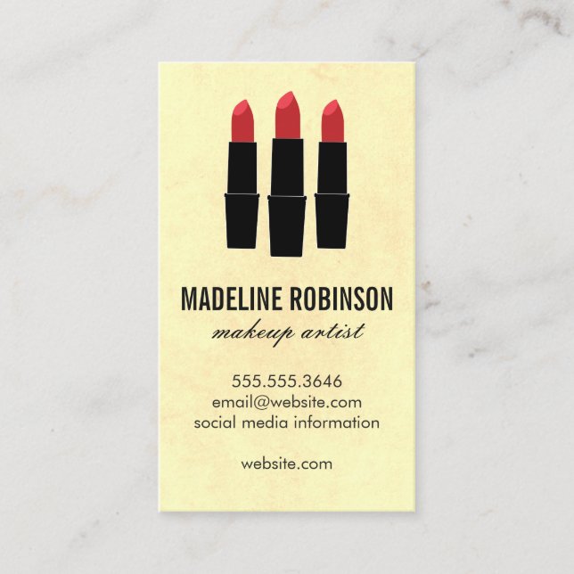 Lipstick / Makeup Artist Visitenkarte (Vorderseite)