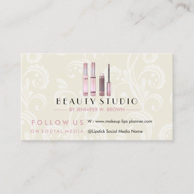Lipstick Makeup Swirl Beauty Visitenkarte (Vorderseite)