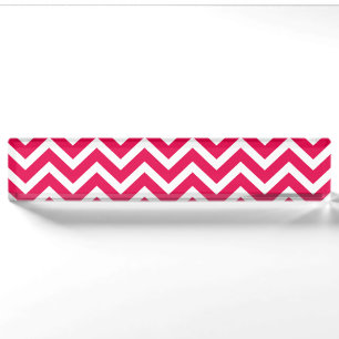 Lipstick Pink und Weiß Zickzack Zig Zag Namensplakette