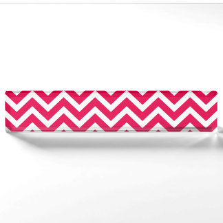 Lipstick Pink und Weiß Zickzack Zig Zag Namensplakette