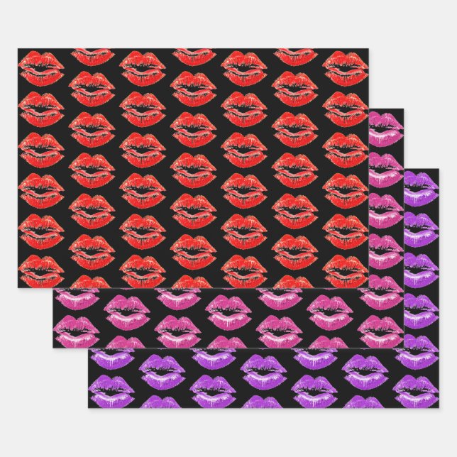 Lipstick Print Kisses Collection Geschenkpapier Set (Set)