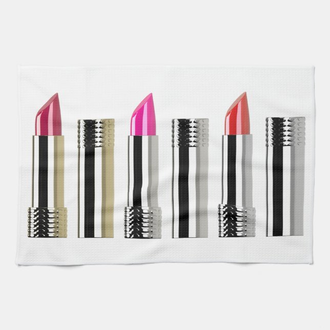 Lipstick Röhrchen Chrom Rosa Kosmetologie Geschirrtuch (Horizontal)