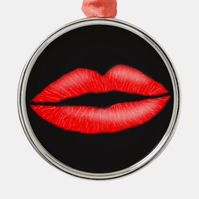 Lipstick Rot Verführerisch Girl del Malcantone Silbernes Ornament (Vorne)