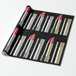 Lipstick Schönheitskosmetik silber pink modern Geschenkpapier