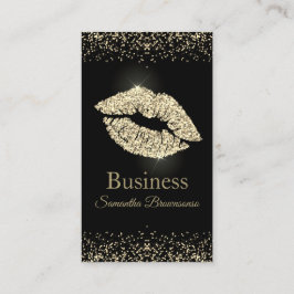 Lipstick sepia Glitzer Lippen Goldmakeup Salon Visitenkarte