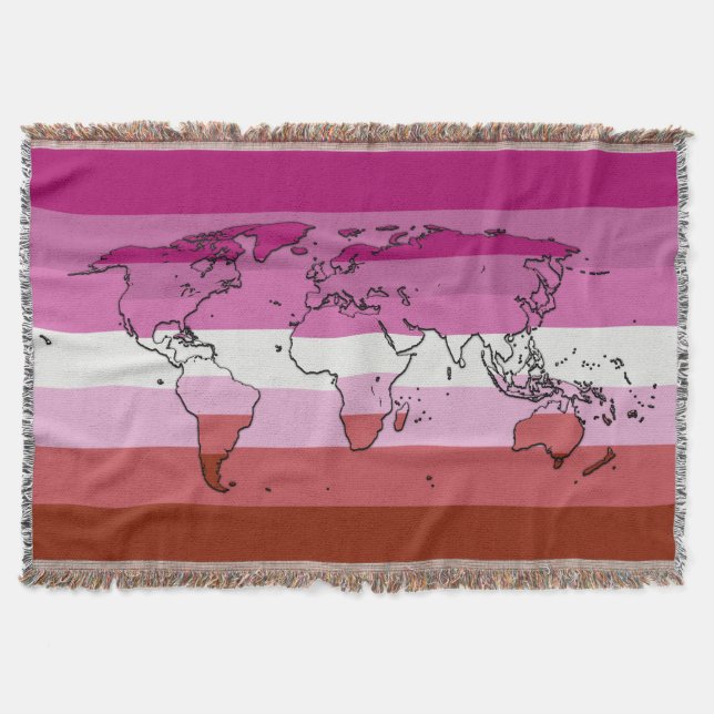 Lipstick-Stolperflagge mit Weltkarte Decke (Vorderseite)