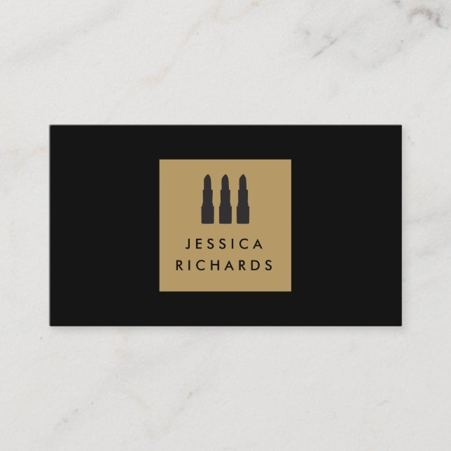 Lipstick-Trio-Logo für Freelance Makeup Artist I Visitenkarte (Vorderseite)