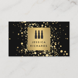 Lipstick Trio mit Imitate Gold Confetti Dots Makeu Visitenkarte