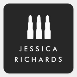 Lipstick Trio Schwarz/Weiß-Makeup-Künstlerkleber Quadratischer Aufkleber