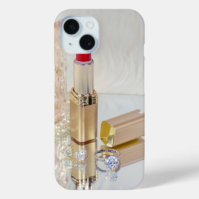 Lipstick und Diamantring auf Spiegel Case-Mate iPhone Hülle (Rückseite)