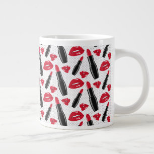 Lipstick und Lippen Polka-Dotmuster Jumbo-Tasse