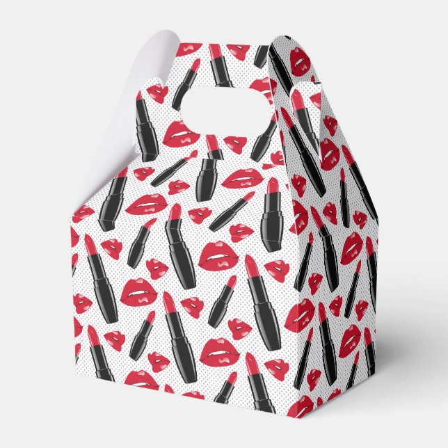 Lipstick und Lippen Polka Dottern Muster Geschenkschachtel (Vorderseite)