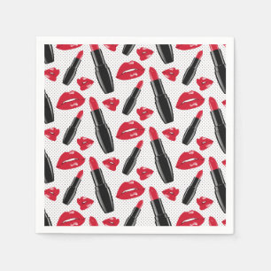 Lipstick und Lippen Polka Dottern Muster Serviette